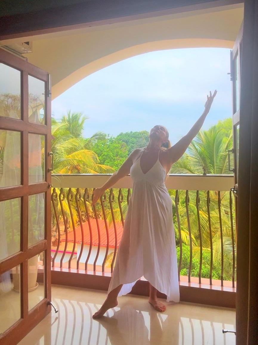 Morning practice beside an open window